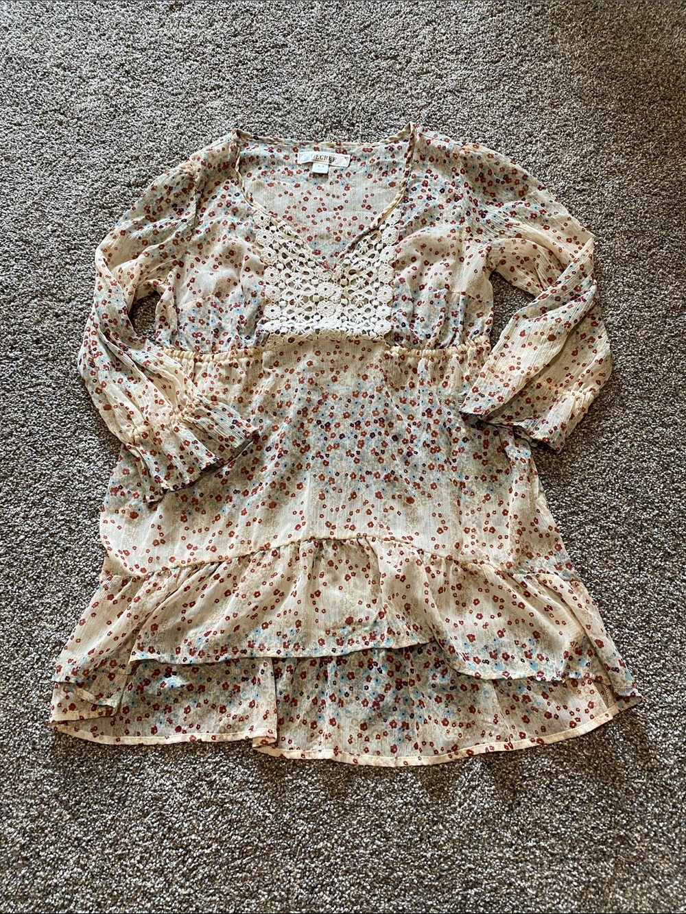 Decree Floral Boho Blouse in Cream and Rust